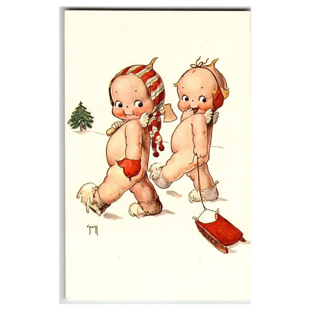 Vintage Kewpie Postcard Lot of 5 Rose O'Neill Winter, Mermaid, Chicks, Easter